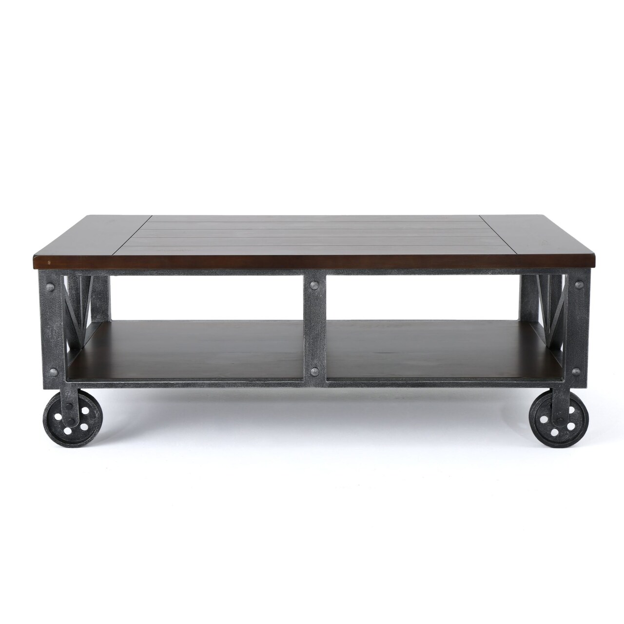Contemporary Home Living 48" Rustic Brown and Black Rectangular Coffee Table